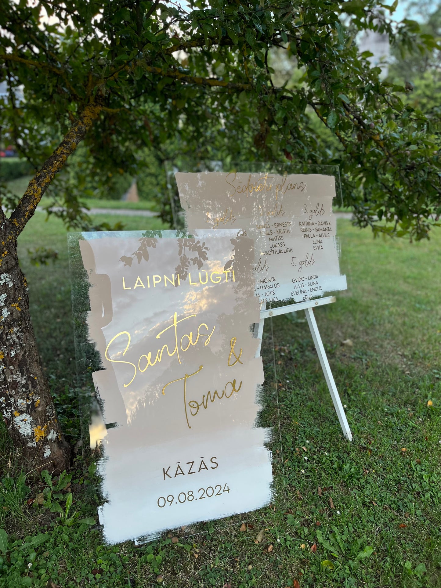 Personalizēta kāzu plāksne ar ombre fonu