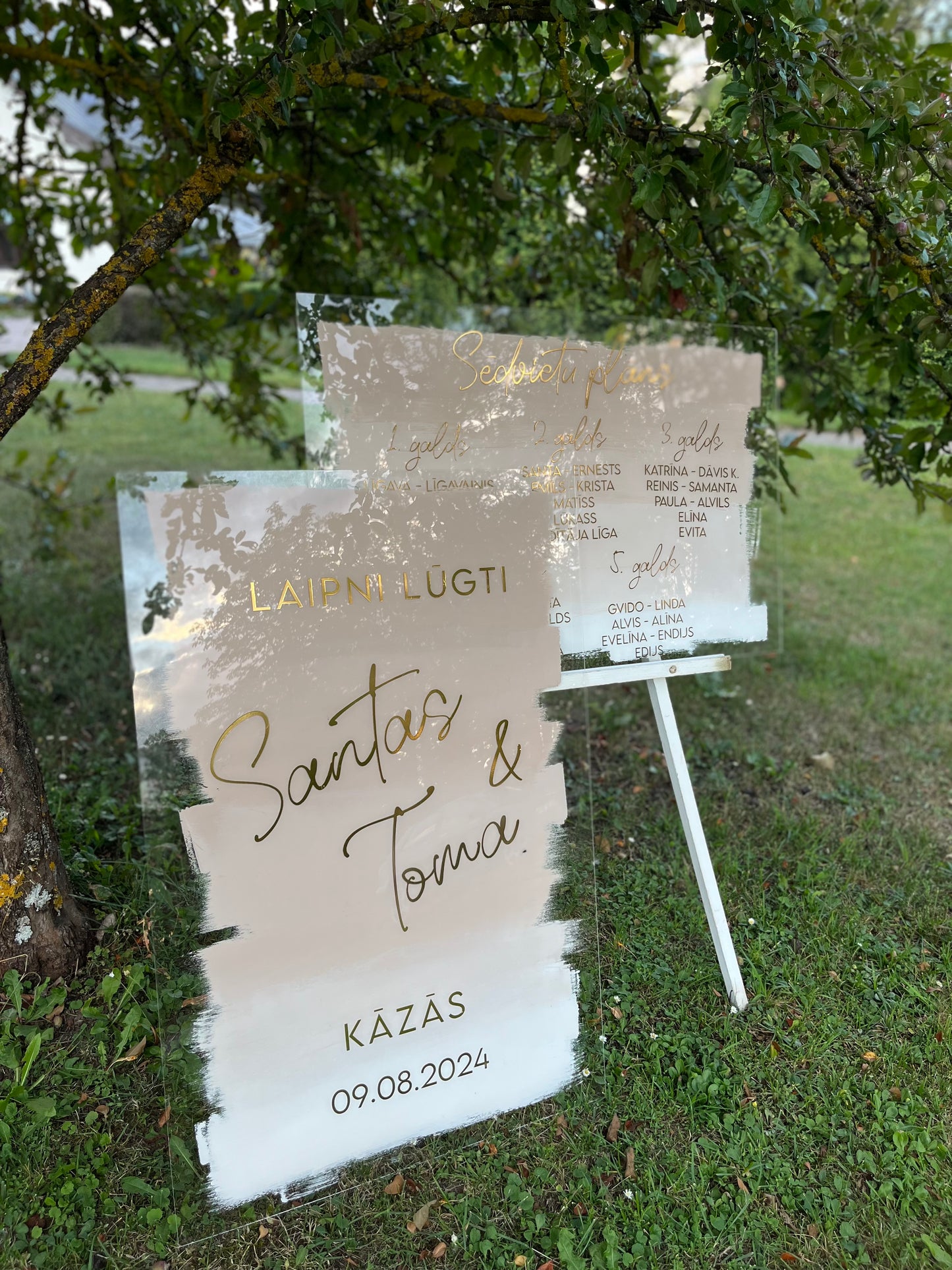 Personalizēta kāzu plāksne ar ombre fonu
