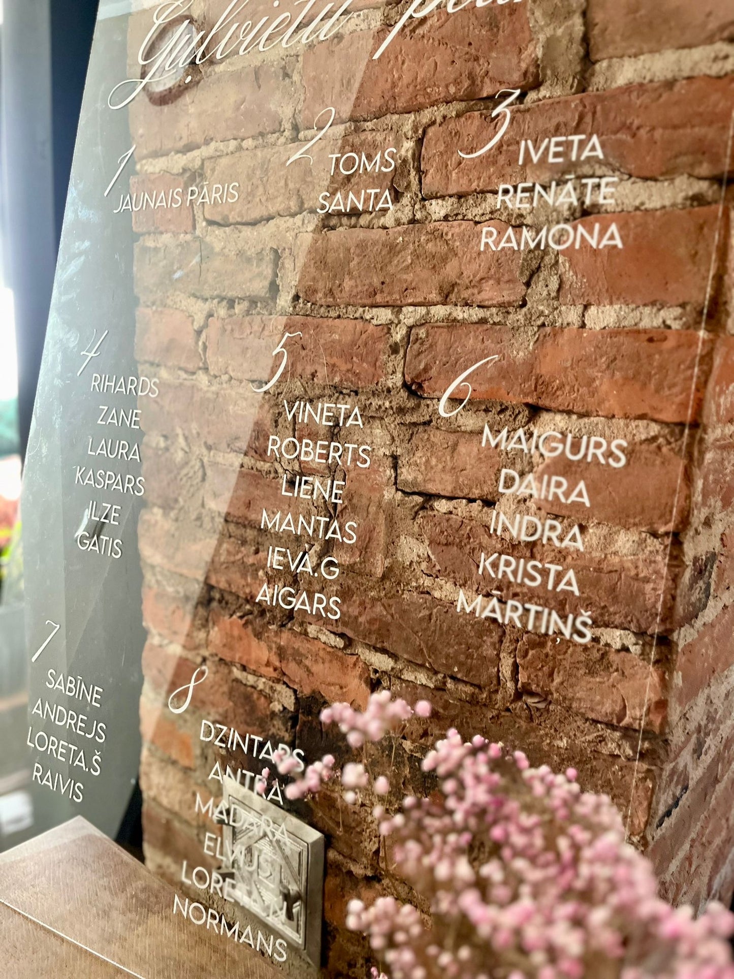 Personalizēta caurspīdīga kāzu plāksne “Guļvietu plāns”