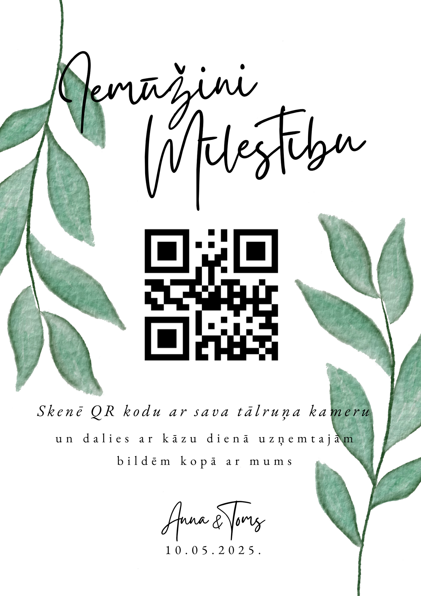 Mūsu Kāzu Digitālais Atmiņu Albums ar QR kodu.