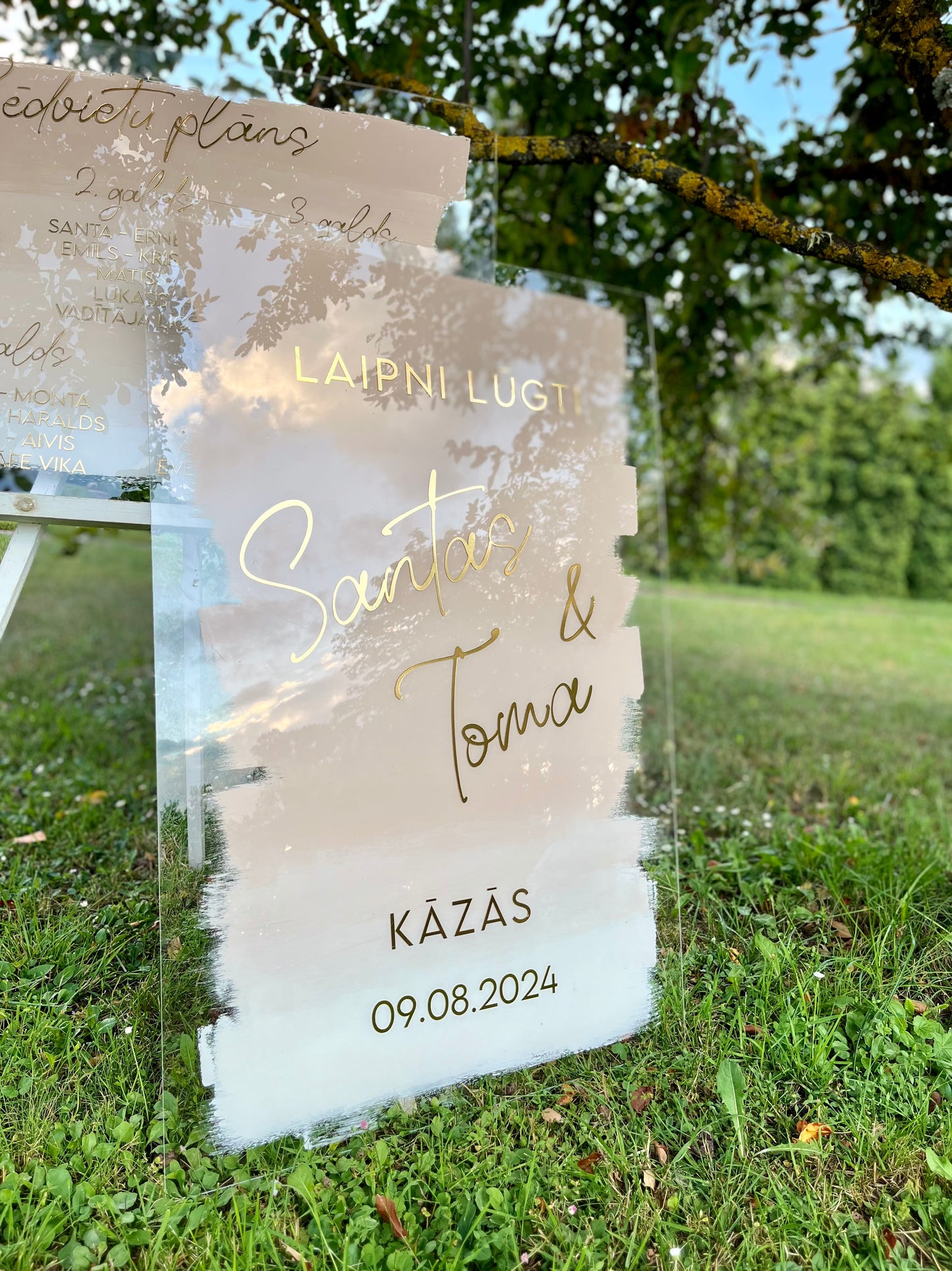 Personalizēta kāzu plāksne ar ombre fonu