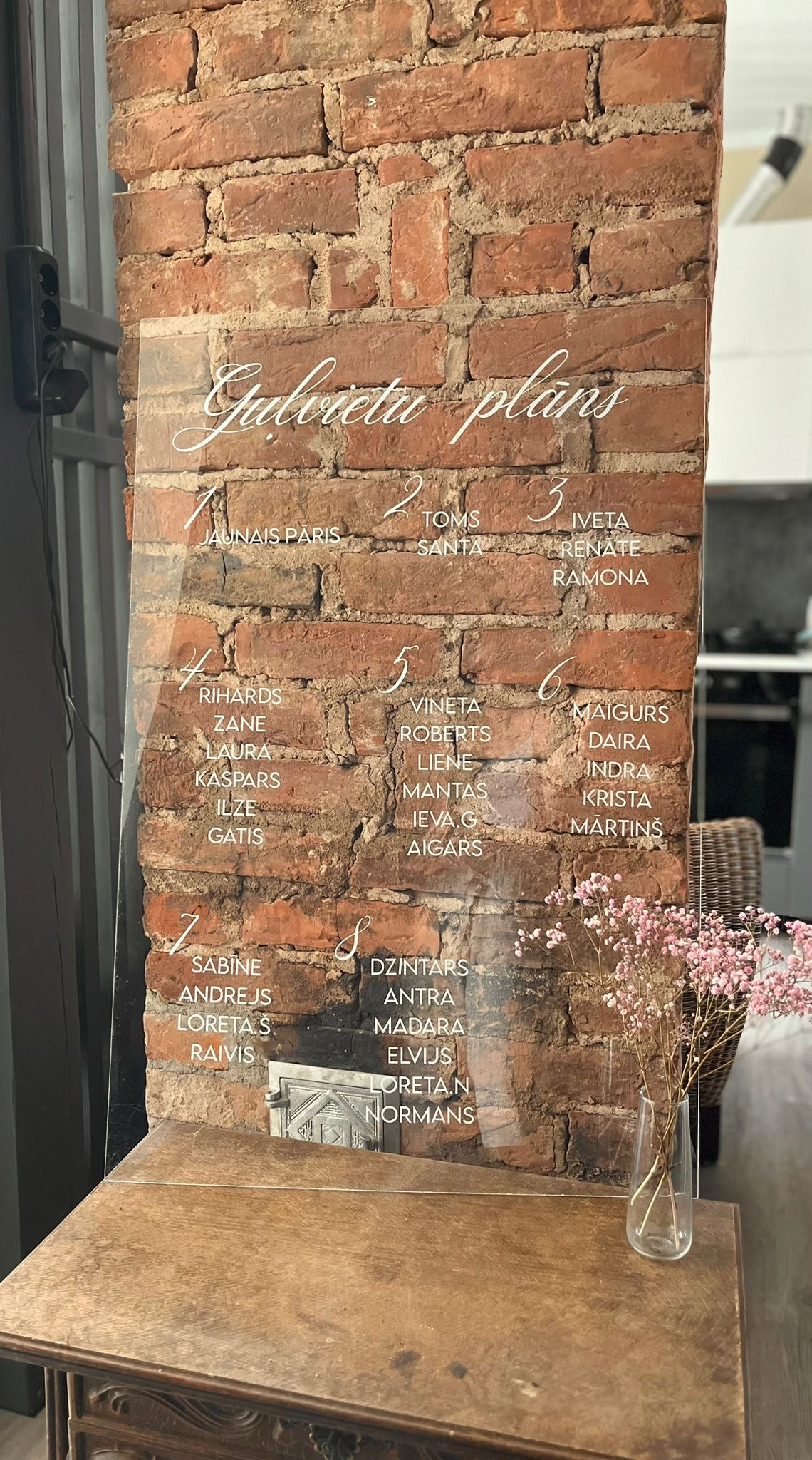 Personalizēta caurspīdīga kāzu plāksne “Guļvietu plāns”