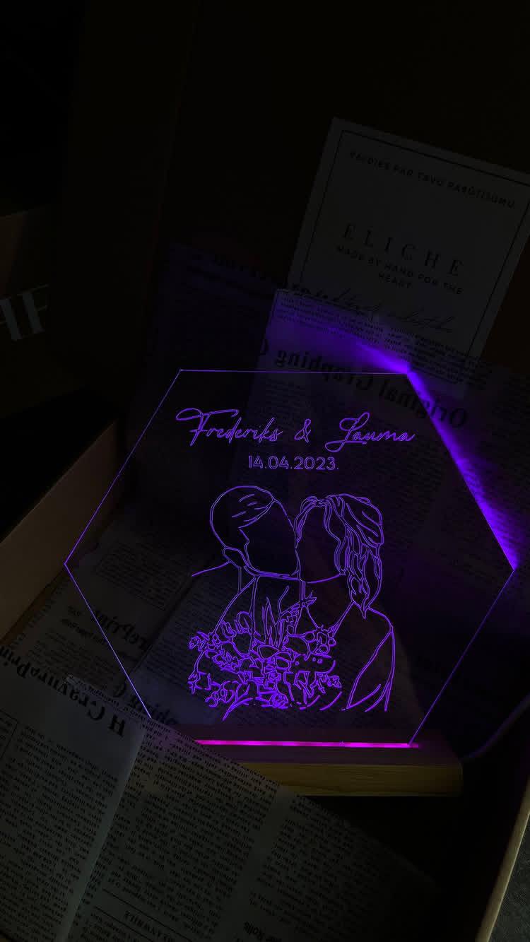 Personalizēta LED naktslampa no foto