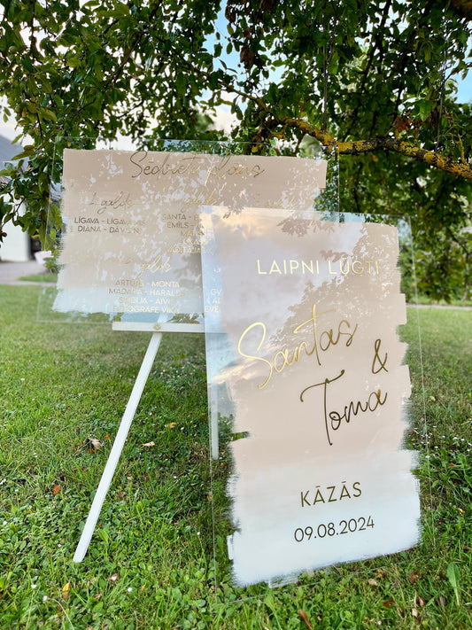 Personalizēta kāzu plāksne ar ombre fonu