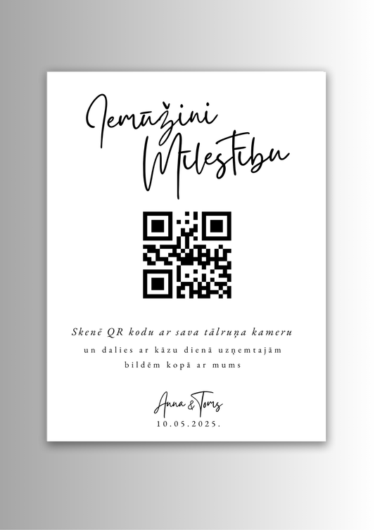 Mūsu Kāzu Digitālais Atmiņu Albums ar QR kodu.