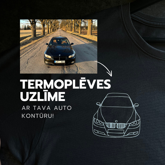 Personalizēta termoplēves uzlīme ar tava auto kontūru