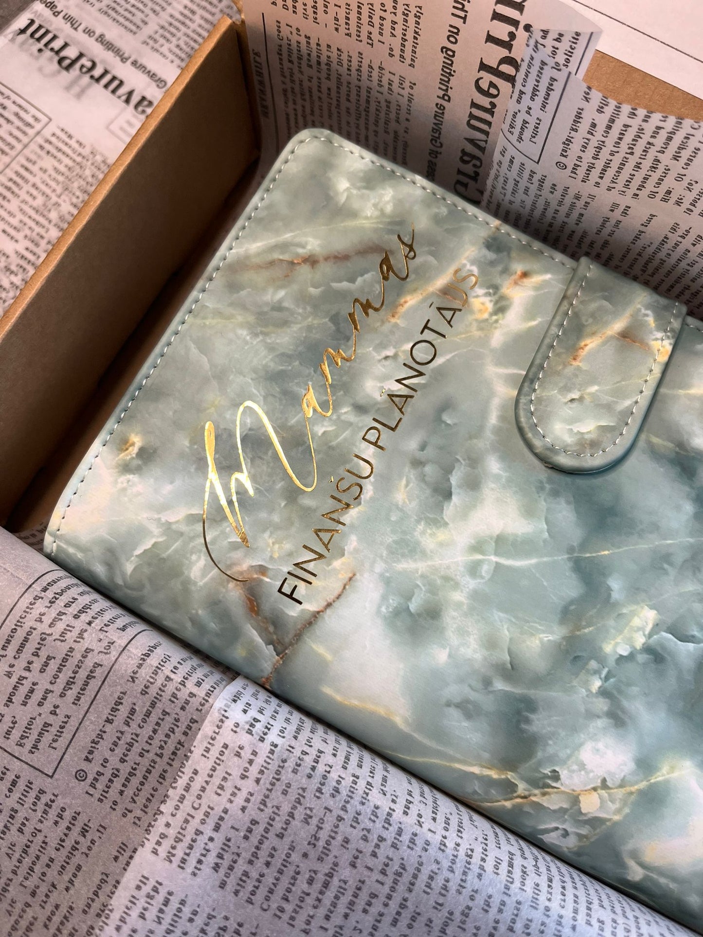 Zaļš marmora personalizēts finanšu plānotājs
