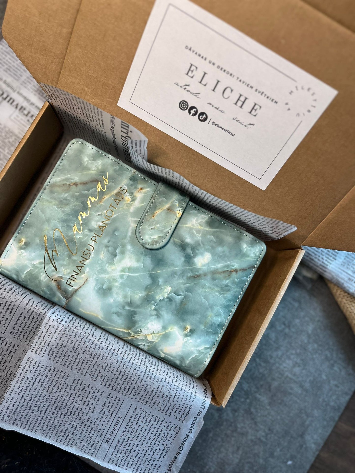 Zaļš marmora personalizēts finanšu plānotājs