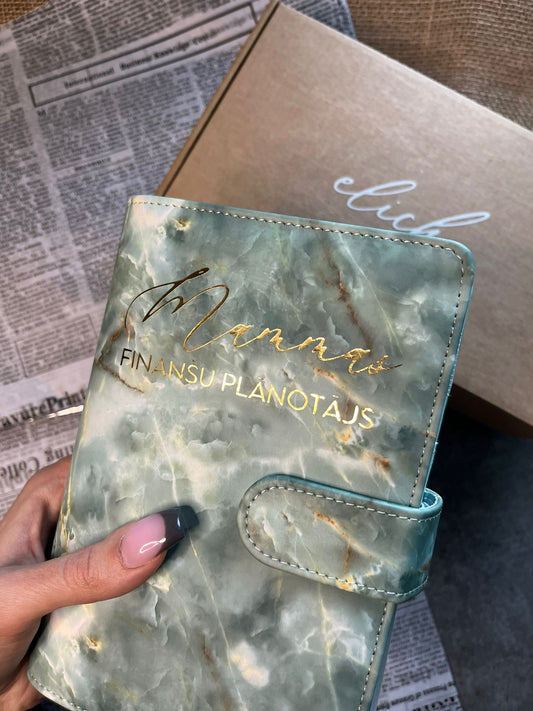 Zaļš marmora personalizēts finanšu plānotājs