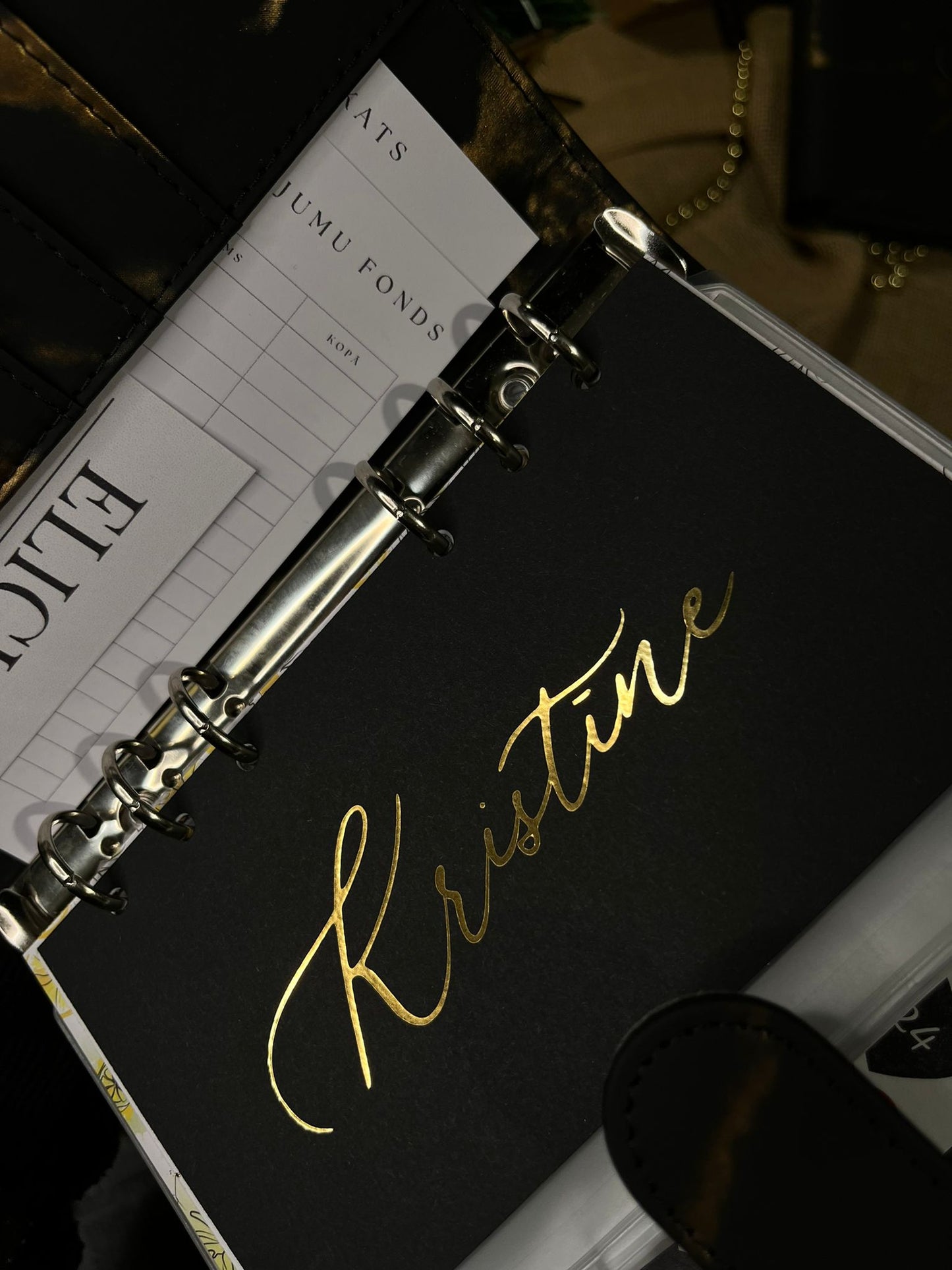 Melns marmora personalizēts finanšu planotājs
