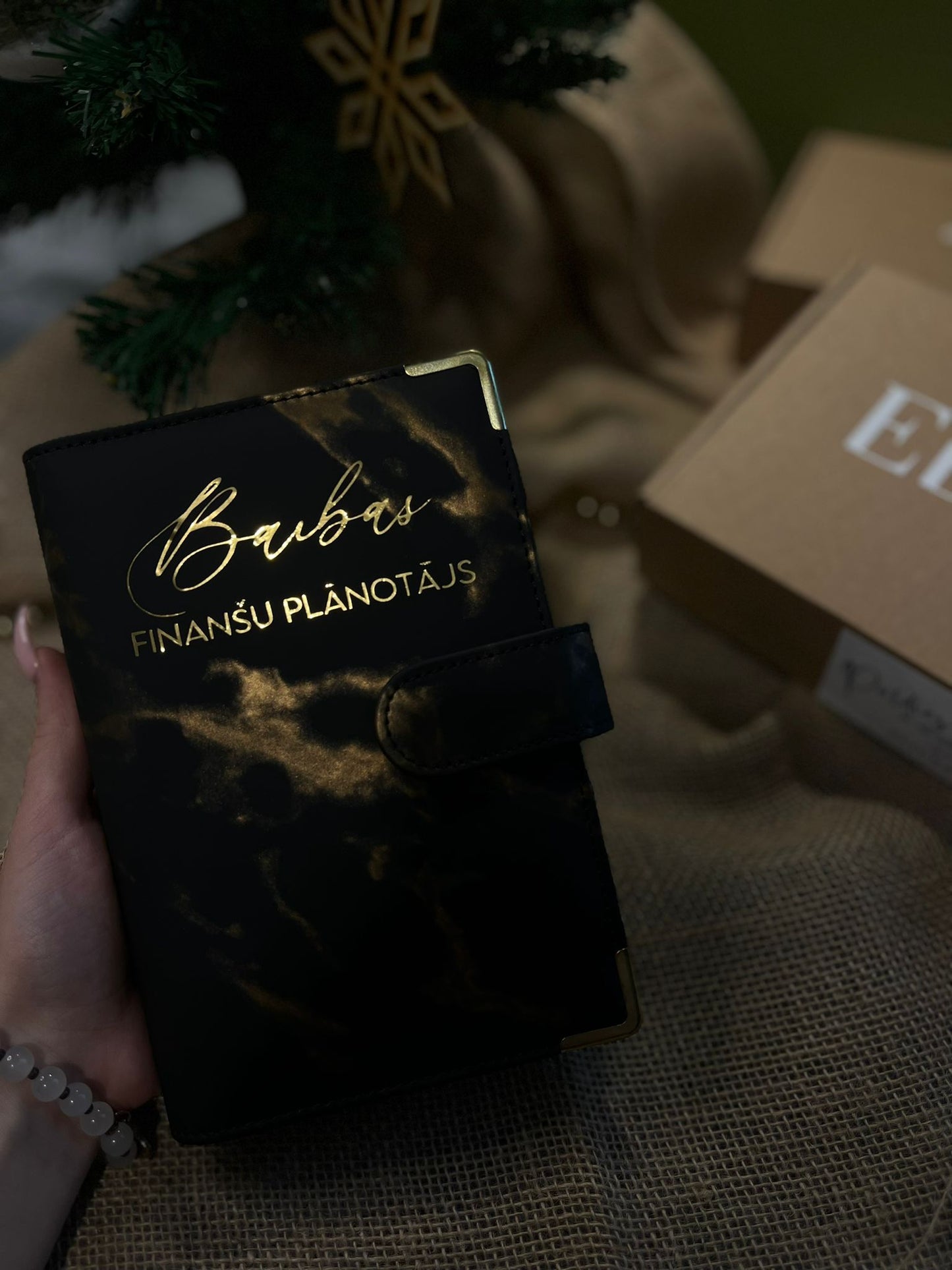 Melns marmora personalizēts finanšu planotājs
