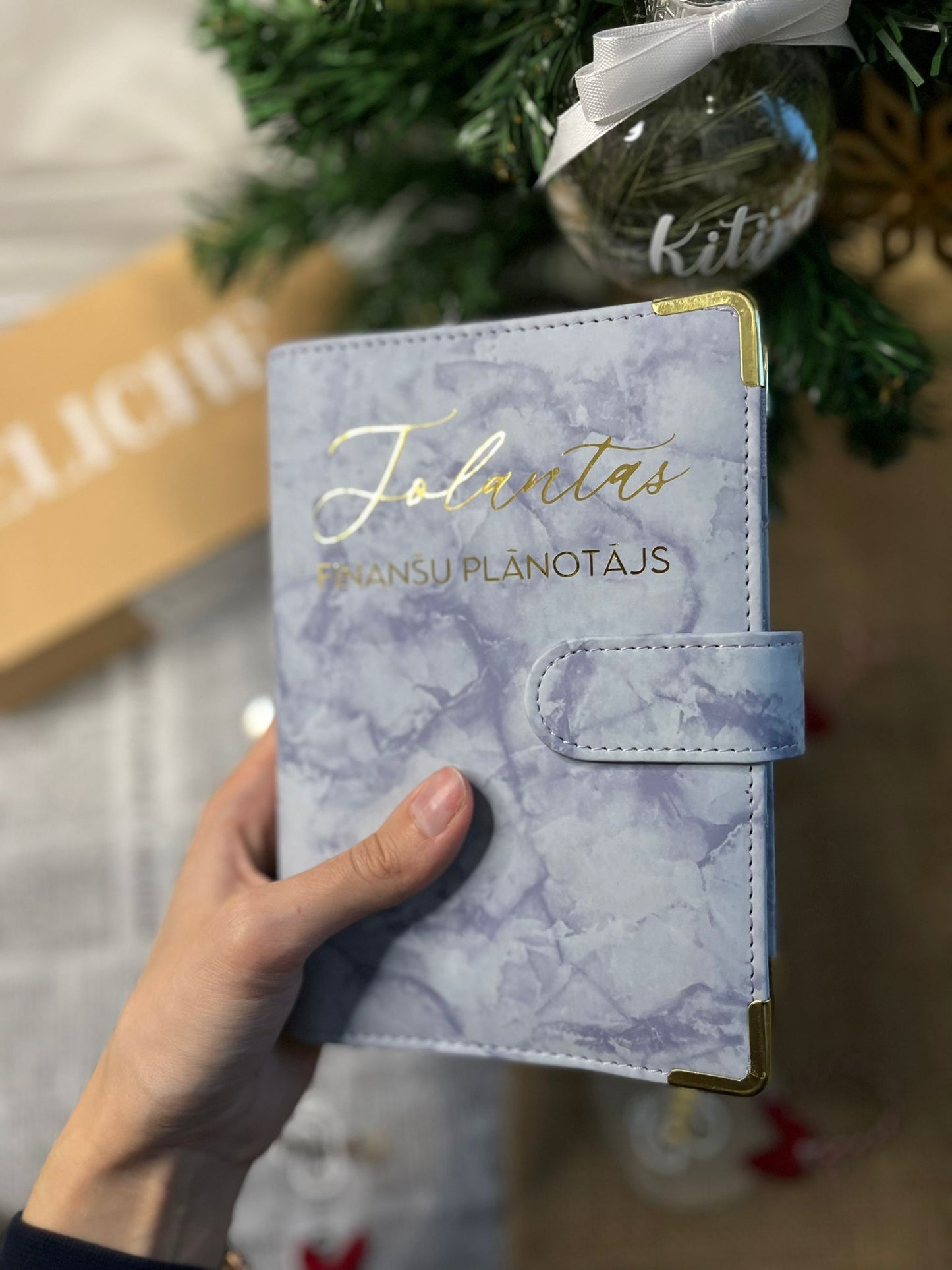 Pasteļviolēts marmora personalizēts finanšu planotājs