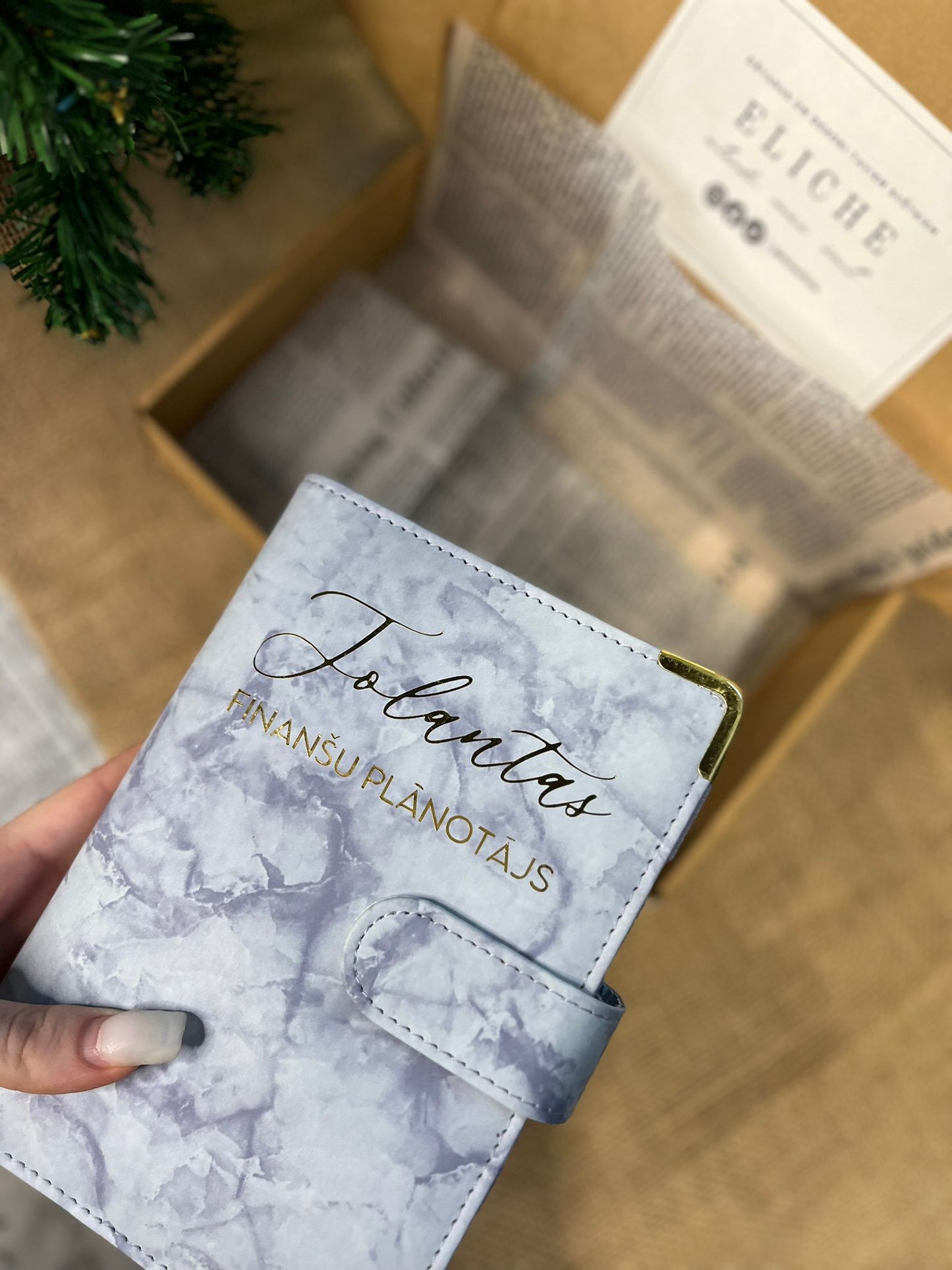 Pasteļviolēts marmora personalizēts finanšu planotājs