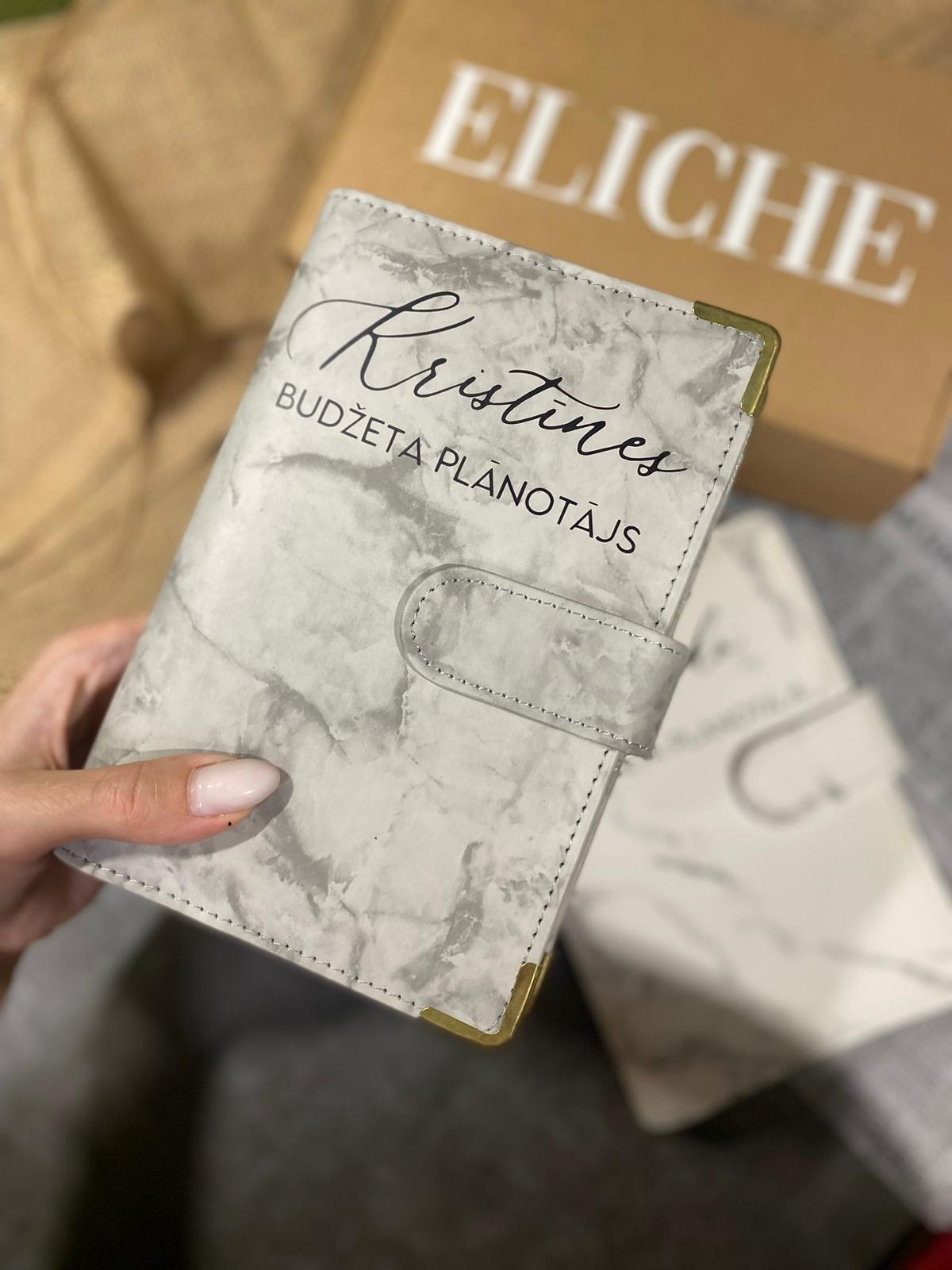Pelēks marmora personalizēts finanšu planotājs