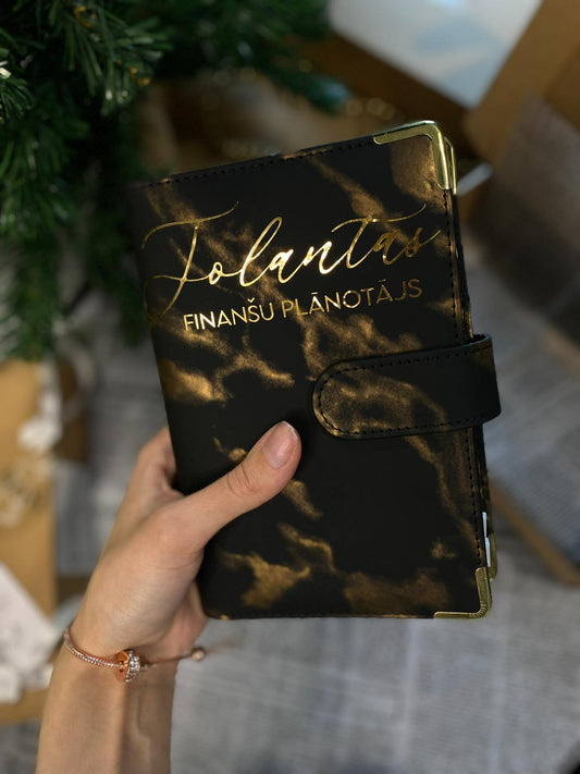 Melns marmora personalizēts finanšu planotājs