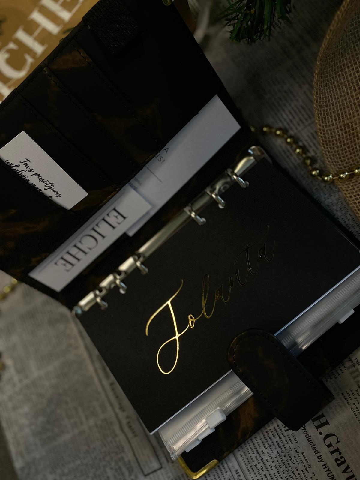 Melns marmora personalizēts finanšu planotājs
