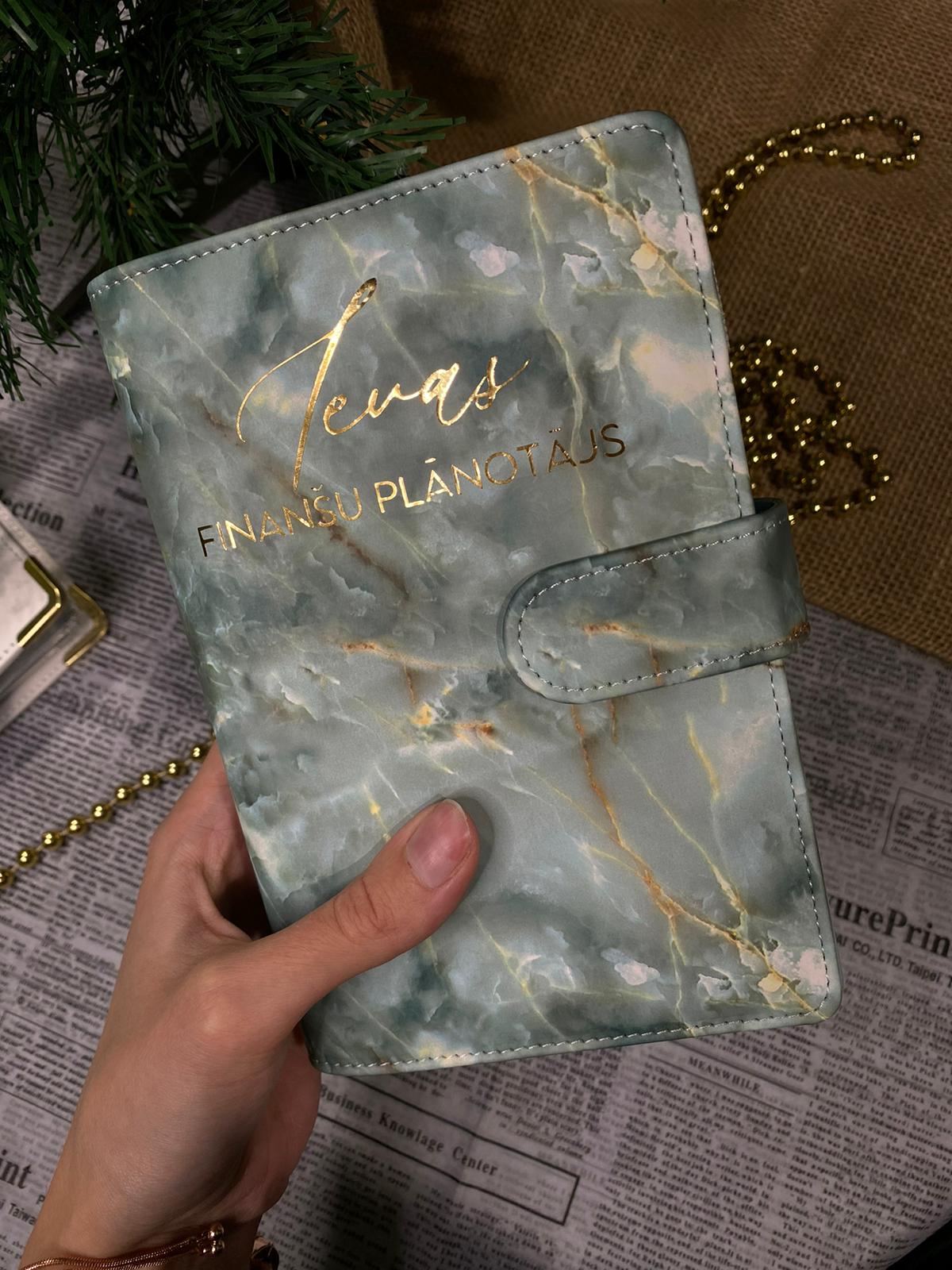 Zaļš marmora personalizēts finanšu plānotājs