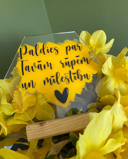 Akrila dekors "Paldies par Tavām rūpēm un mīlestību"