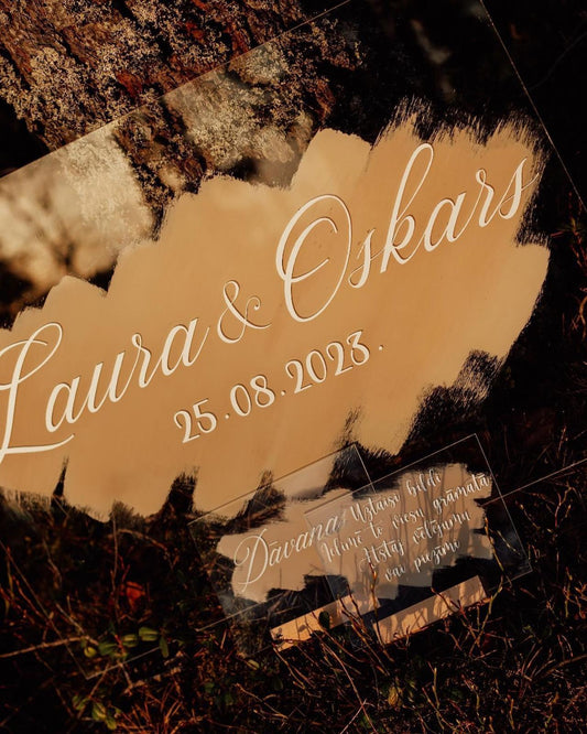 Personalizēta kāzu plāksne ar fonu